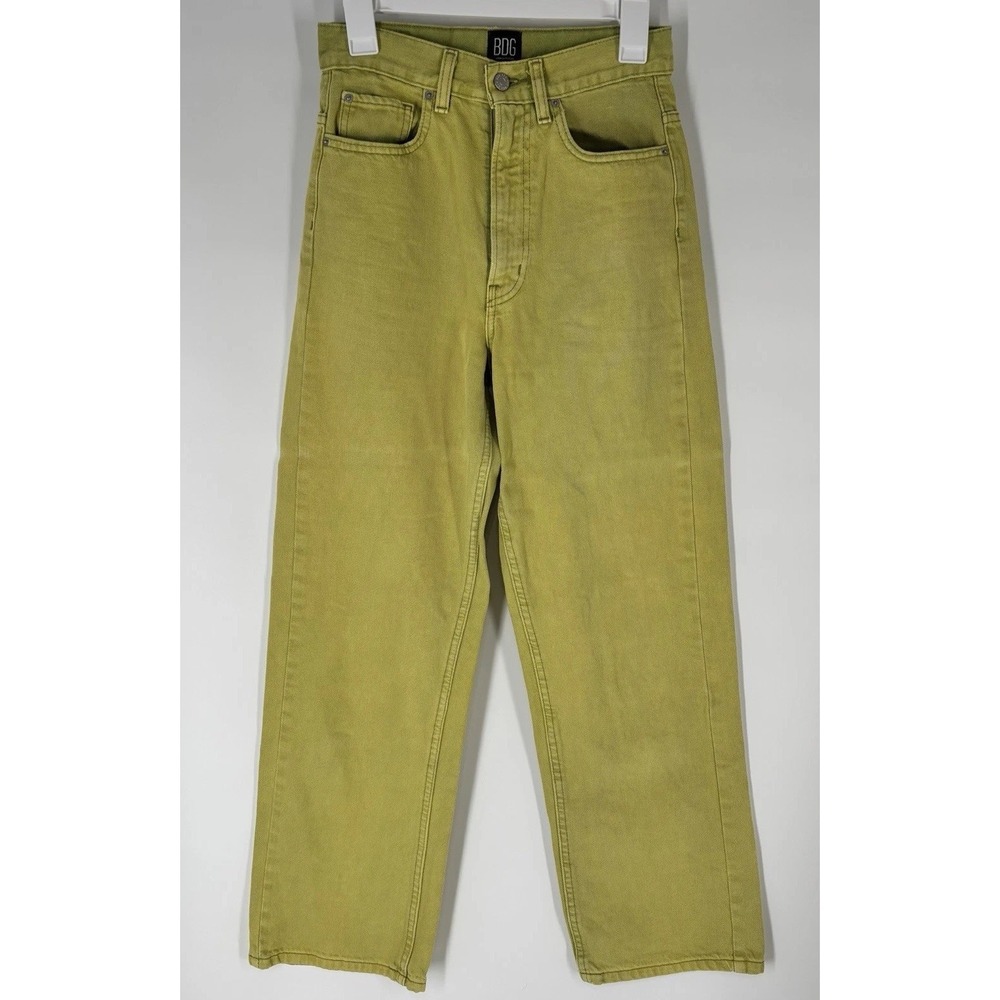 BDG Urban Outfitters Womens High Rise Loose Baggy Jeans Sz 25 Lime Green Grunge‎